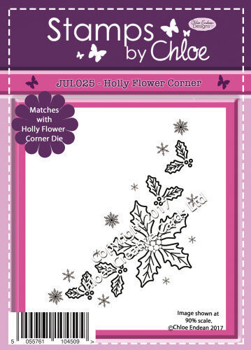 Stamps by Chloe  JUL025 HOLLY FLOWER CORNER Photopolymer Stamp