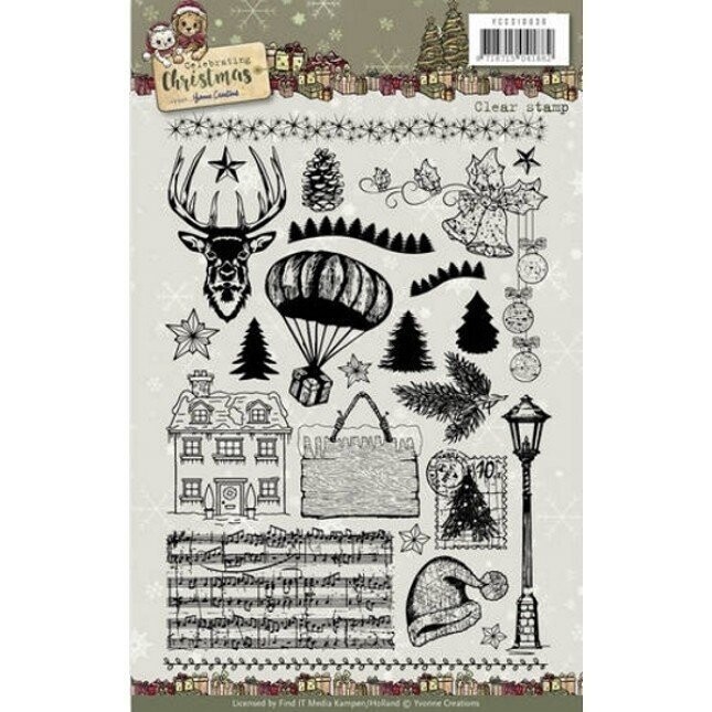 Yvonne Creations - Celebrating Christmas - Acrylic Stamp Set