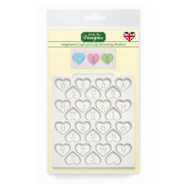 Katy Sue Designs Silicone Mould - HEARTS ALPHABET