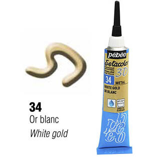 Pebeo Setacolour Metal Effect Fabric Paint  WHITE GOLD 34 20ml