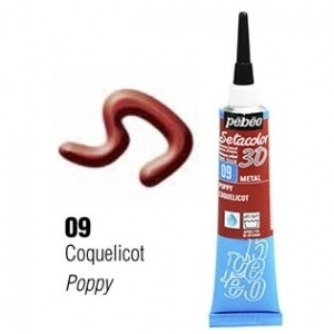 Pebeo Setacolour Metal Effect Fabric Paint  POPPY 09 20ml