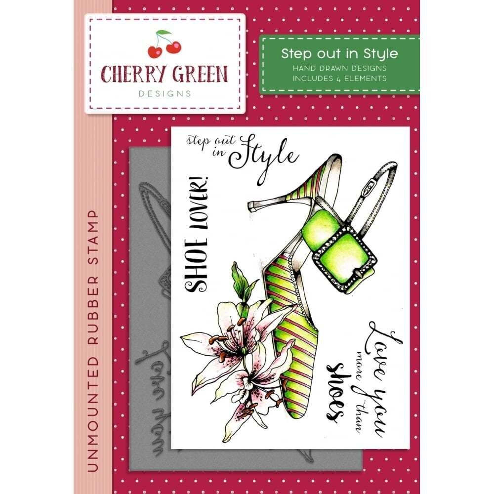 Cherry Green Designs - A6 Unmounted Rubber Stamp - STEP OUT IN STYLE