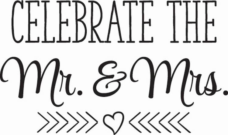 Hampton Art - Wooden Backed Rubber Stamp - CELEBRATE MR &amp; MRS