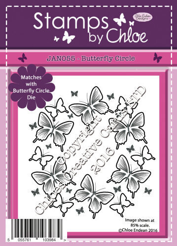 Stamps by Chloe NEW! JAN 055 BUTTERFLY CIRCLE Stamp **MATCHING DIE**