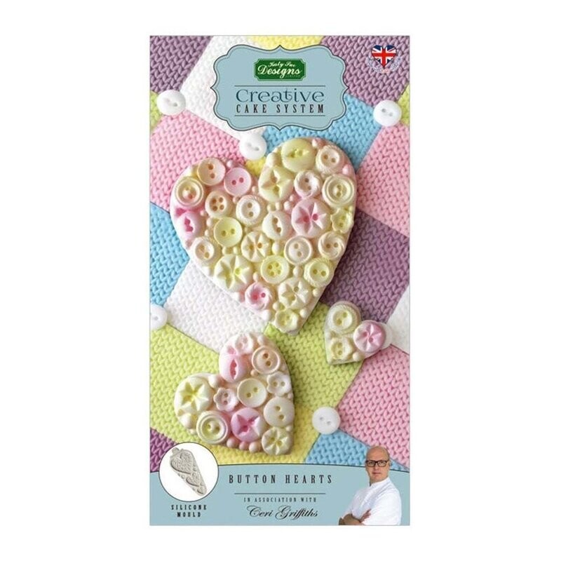 Katy Sue Designs Silicone Mould - BUTTON HEARTS