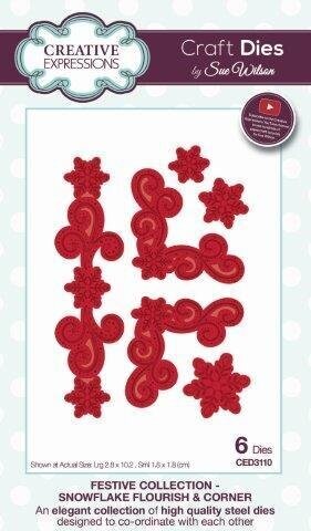 Dies by Sue Wilson  - Festive - SNOWFLAKE FLOURISH &amp; CORNER CED3110  **HALF PRICE**