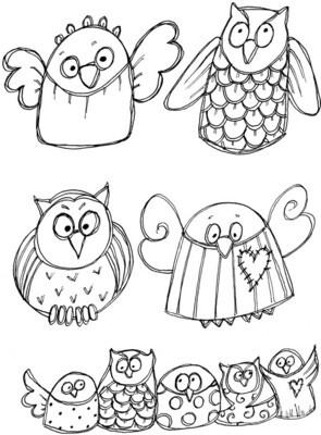Lindsay Mason Designs - Clear Stamp - FUNNY OWLS