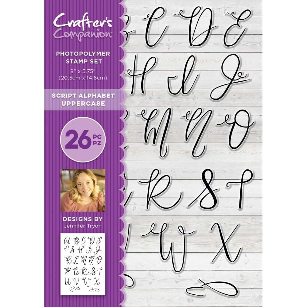 Crafter&#39;s Companion A5 Photopolymer Stamp - SCRIPT ALPHABET Uppercase