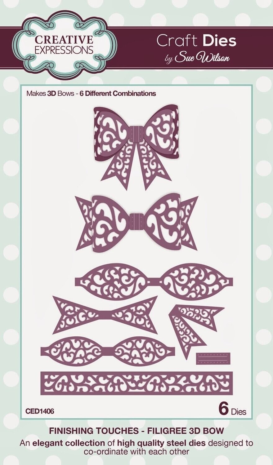 Dies by Sue Wilson - Finishing Touches -FILIGREE 3D BOW CED1406
