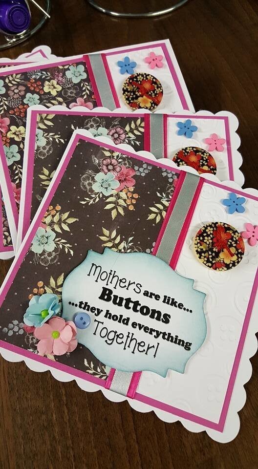 Handmade 6&quot; x 6&quot; Card - MOTHER&#39;S ARE LIKE BUTTONS - Open Ocassion