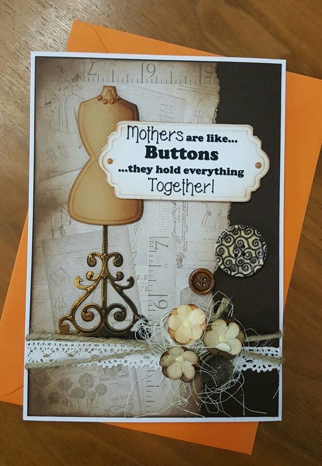 Handmade A5 Card - MOTHER&#39;S ARE LIKE BUTTONS - Open Ocassion