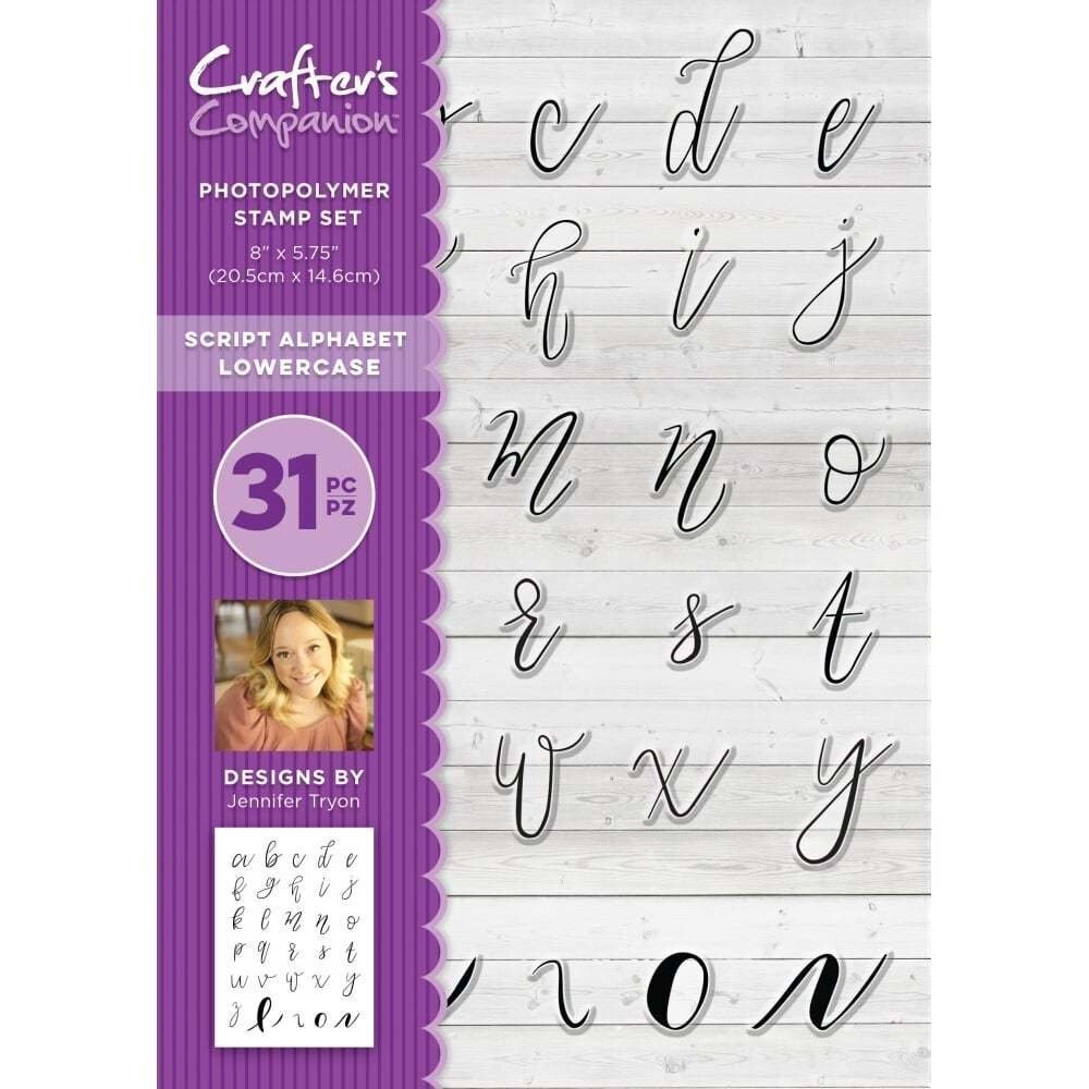 Crafter&#39;s Companion A5 Photopolymer Stamp - SCRIPT ALPHABET Lowercase