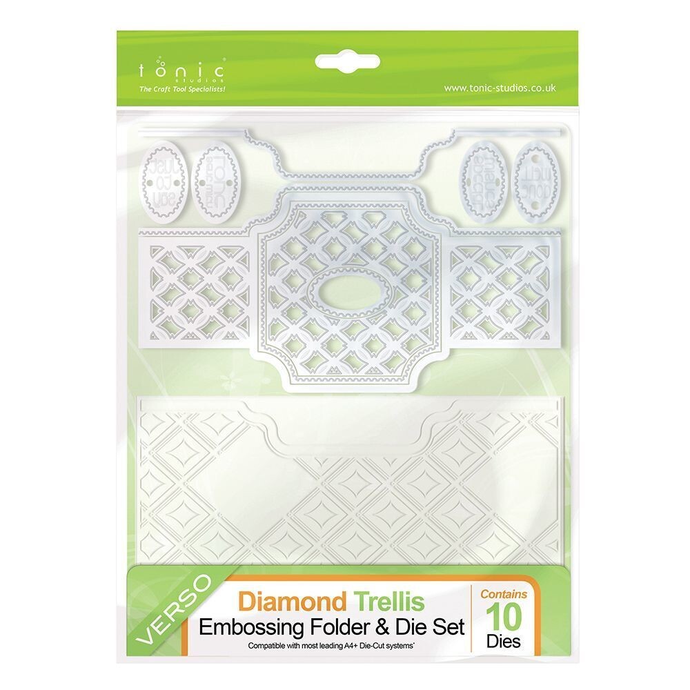 Tonic Verso Embossing Folder &amp; Die Set - DIAMOND TRELLIS