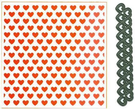 Marianne Design Embossing Folder &amp; Die - 5&quot; x 5&quot; HEARTS