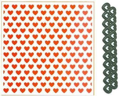 Marianne Design Embossing Folder &amp; Die - 5" x 5" HEARTS