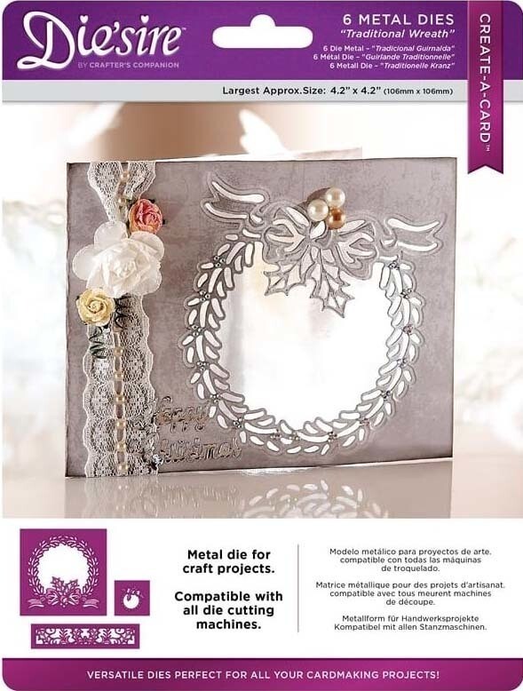 Die&#39;Sire Create A Card Christmas Cut In Die - TRADITIONAL WREATH