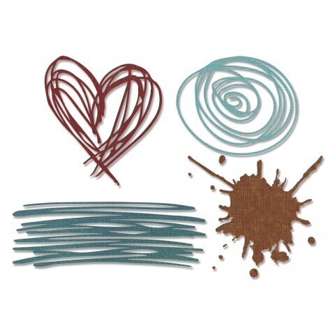 Sizzix Thinlits Die - 660222 SCRIBBLES &amp; SPLAT 4 dies