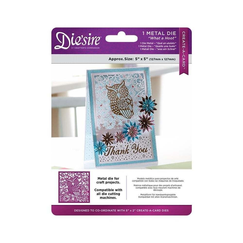 Die&#39;Sire Create A Card 5&quot;x5&quot; Die - WHAT A HOOT