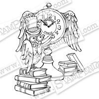 Stampendous - Cling Rubber Stamp - OWL CLOCK