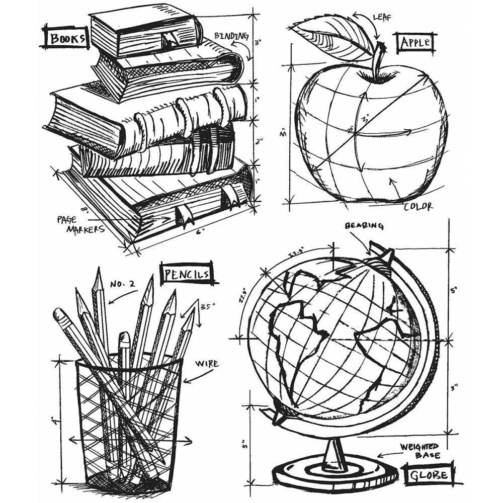 Tim Holtz Stamp set - SCHOOLHOUSE BLUEPRINT by Tim Holtz