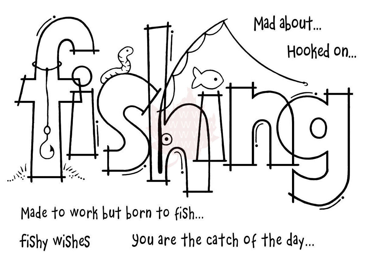 Woodware Crafts Acrylic Stamp Set - Huge FISHING