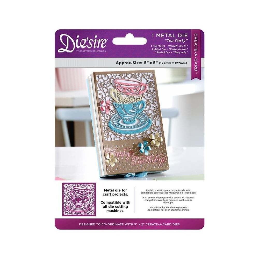 Die&#39;Sire Create A Card 5&quot;x5&quot; Die - TEA PARTY
