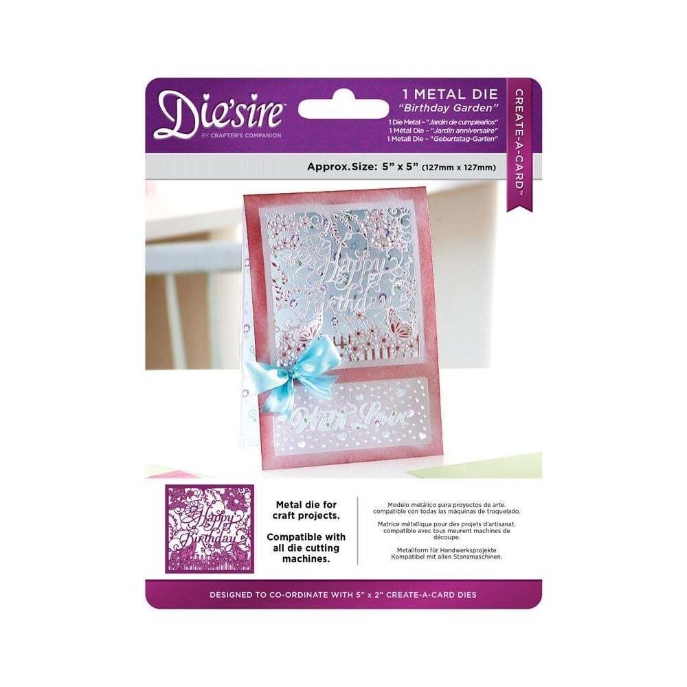 Die&#39;Sire Create A Card 5&quot;x5&quot; Die - BIRTHDAY GARDEN **MORE THAN HALF PRICE**