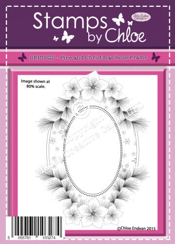 Stamps by Chloe SEPT022 Pine &amp; Xmas Rose Frame