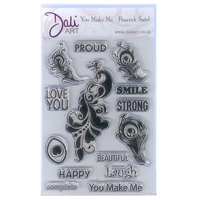 Dali ART A6 Acrylic Stamp Set - YOU MAKE ME &amp; PEACOCK SWIRLS