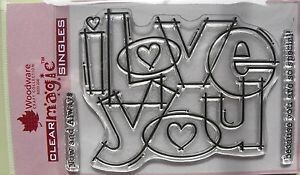 Woodware Crafts Acrylic Stamp Set - Huge I LOVE YOU