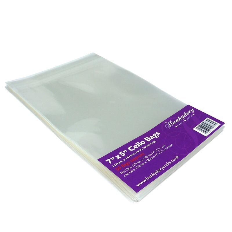 Hunkydory Clear Cello Bag Size 7&quot; x 5&quot;
