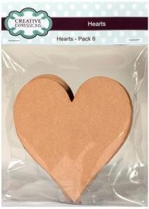 MDF Heart Ornaments - 140mm x 130mm x 4mm (Pack of 6)