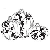 Stampendous - Cling Rubber Stamp - DAMASK PUMPKINS
