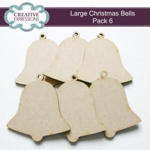 MDF BELLS Ornaments - Large 110mm x 110mm x 4mm (Pack of 6)