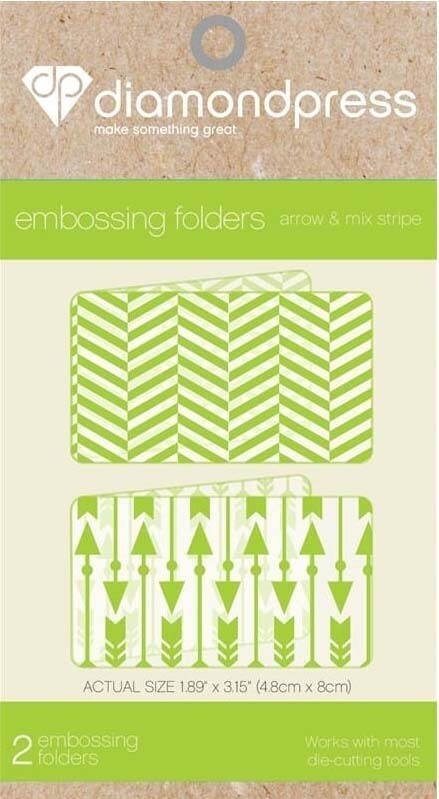 DIAMOND PRESS Embossing Folders x 2 - ARROW &amp; MIX STRIPE