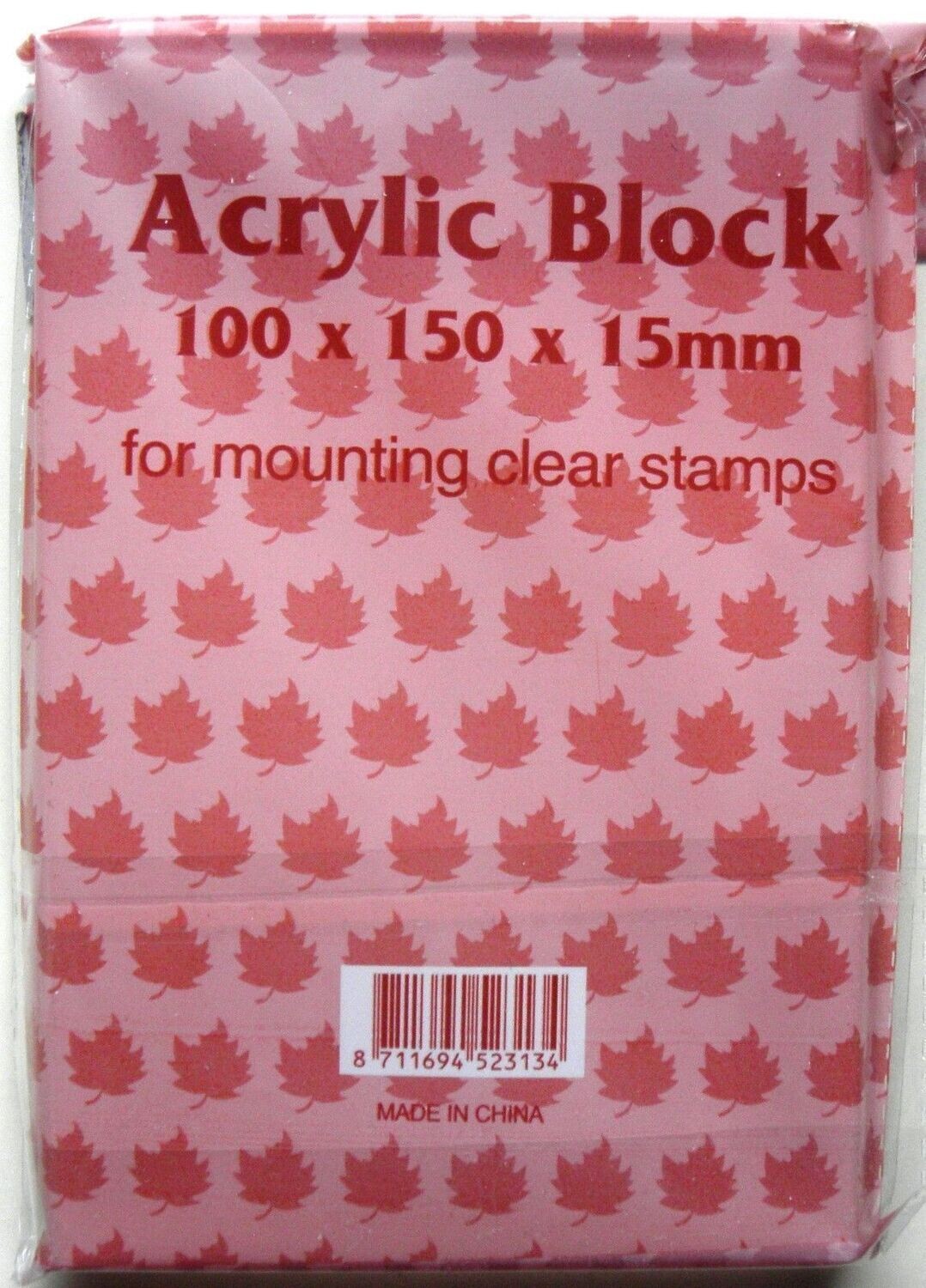 LARGE ACRYLIC BLOCK by Woodware - 150 x 100 x15mm