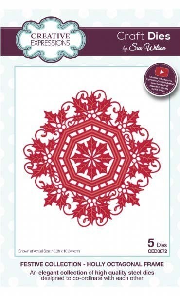 Dies by Sue Wilson - Festive - HOLLY OCTAGON FRAME **50% off**