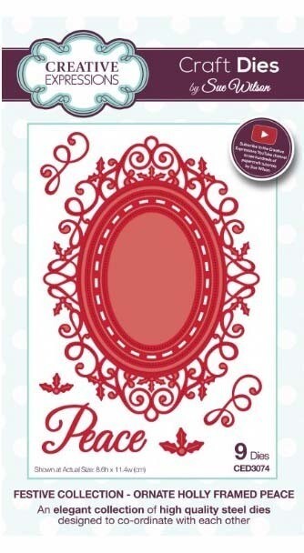 Dies by Sue Wilson - Festive - ORNATE HOLLY FRAMED PEACE **25% off**