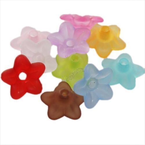 Mini Beauty Flower Acrylic spacer beads assorted x 48