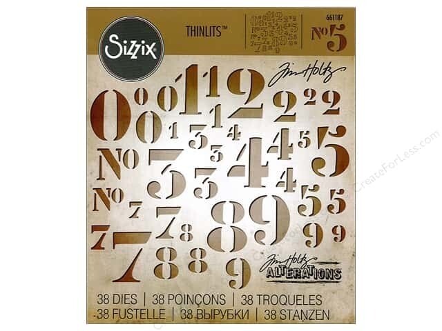 Sizzix Thinlits Die - 661187 STENCIL NUMBERS by Tim Holtz pk 38 dies