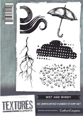 Textures ELEMENTS Rubber Stamp set - WET &amp; WINDY  **HALF PRICE**
