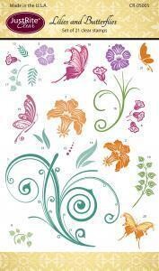 Just Rite Clear Stamps set - LILLIES &amp; BUTTERFLIES  **REDUCED**