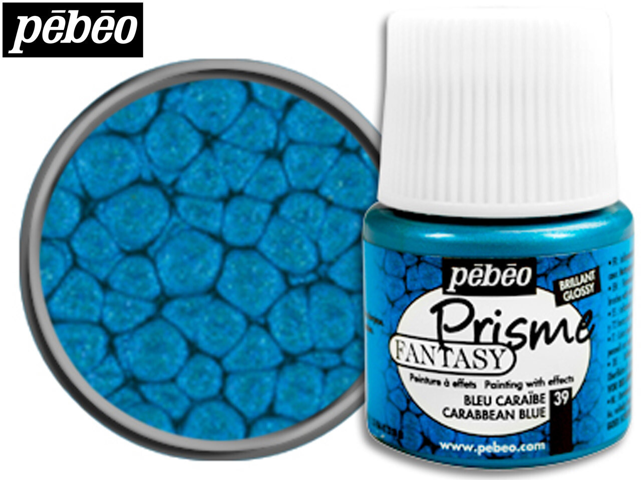 Pebeo Fantasy Prisme Paint - CARIBBEAN BLUE (39) 45ml