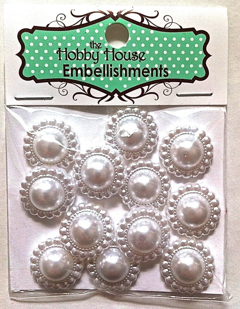 The Hobby House 18mm Pearl Medallions - WHITE x 12