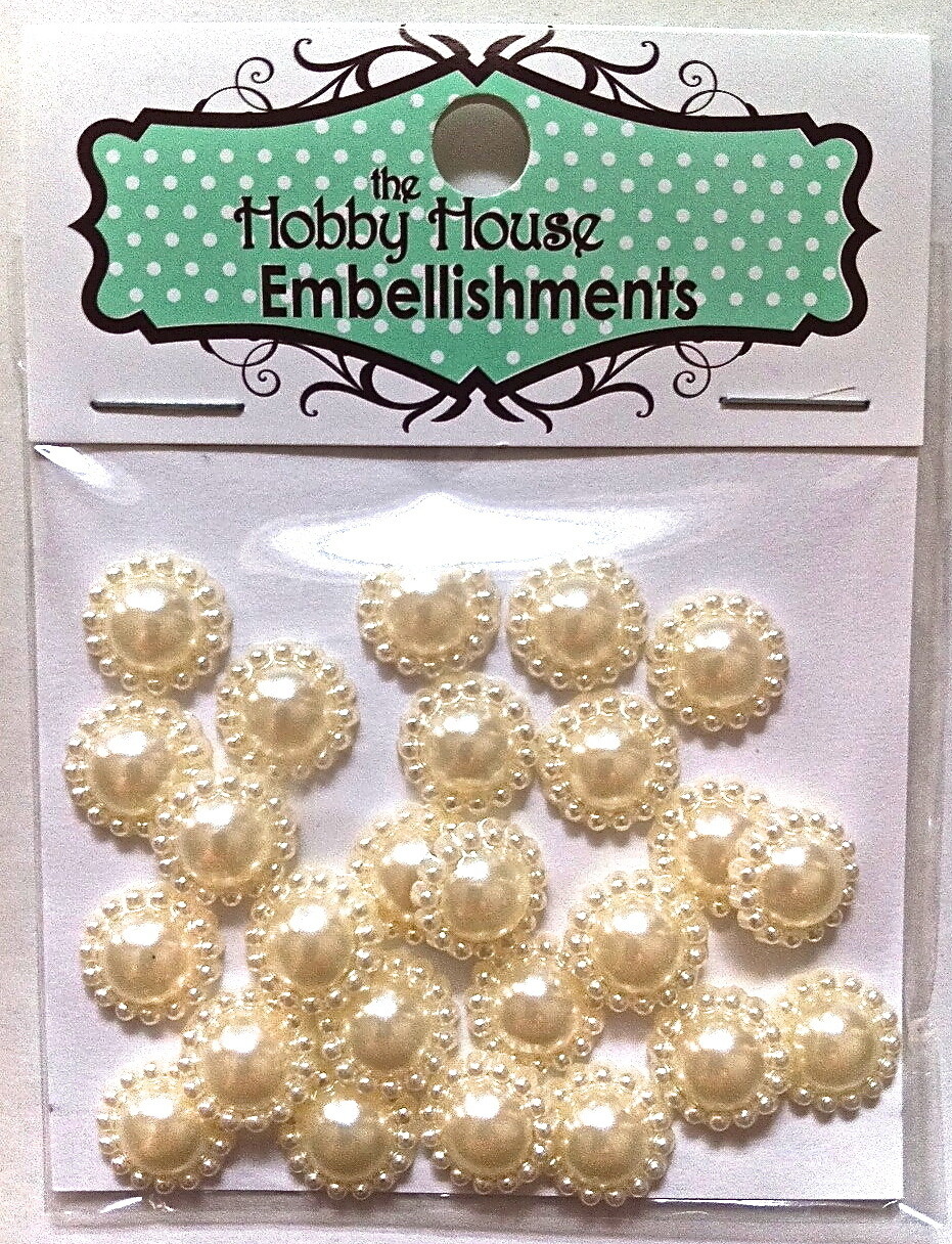 The Hobby House 13mm Pearl Medallions - CREAM x 25