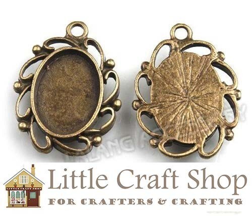 Vintage Oval Bronze Blank Pendant x 5