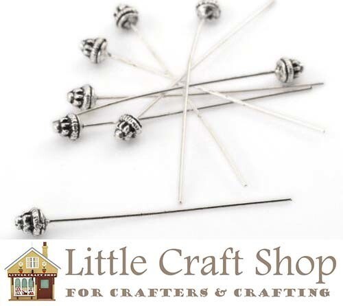 Silver Hat Head Pins x 10