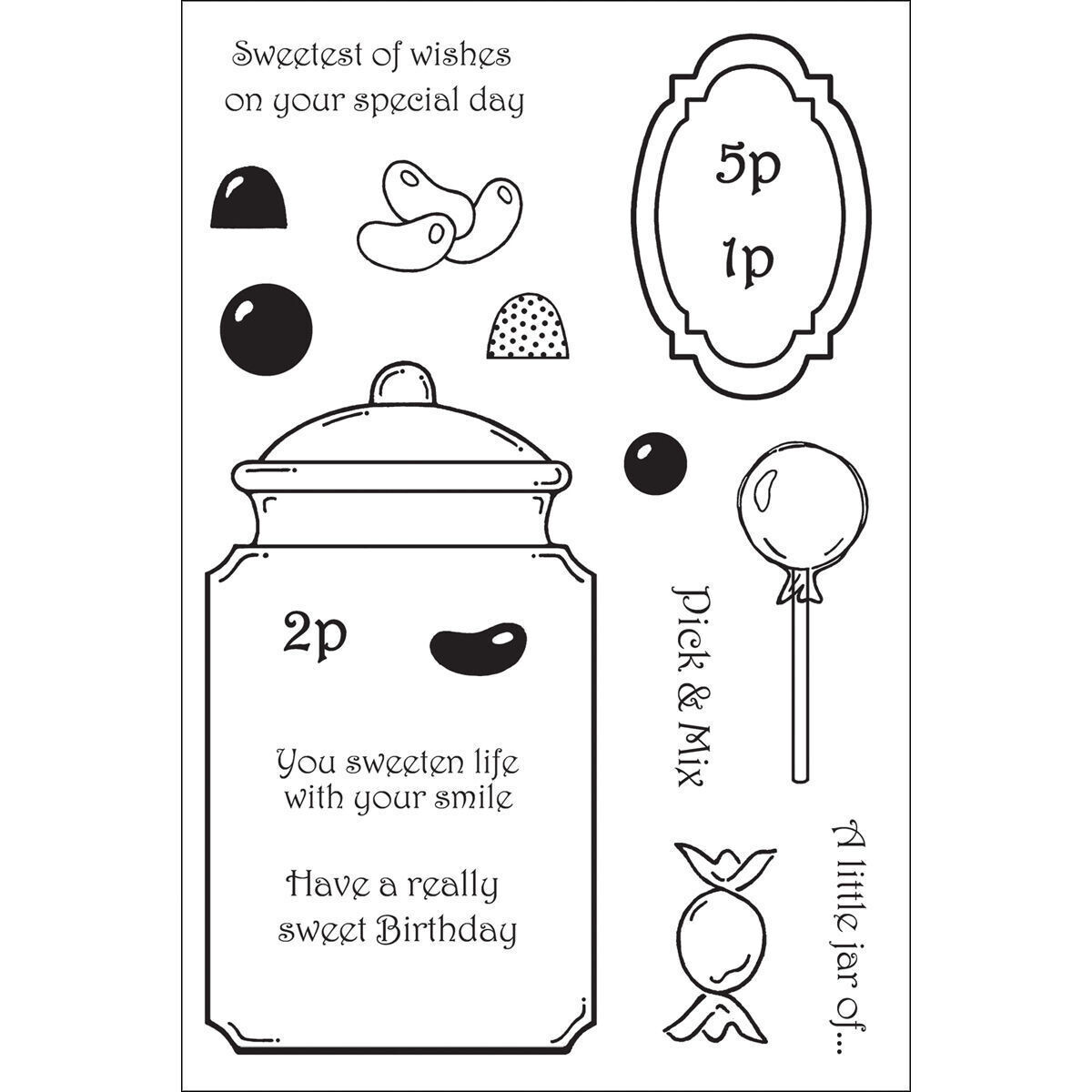Woodware Crafts Acrylic Stamp Set - SWEETIE JAR **HALF PRICE**