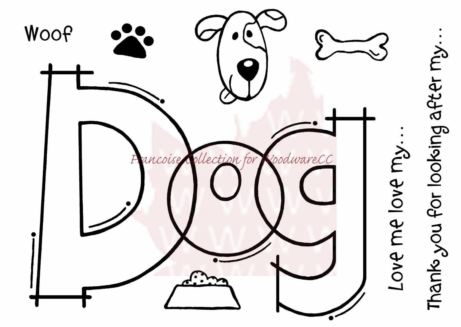 Woodware Crafts Acrylic Stamp Set - Huge DOG