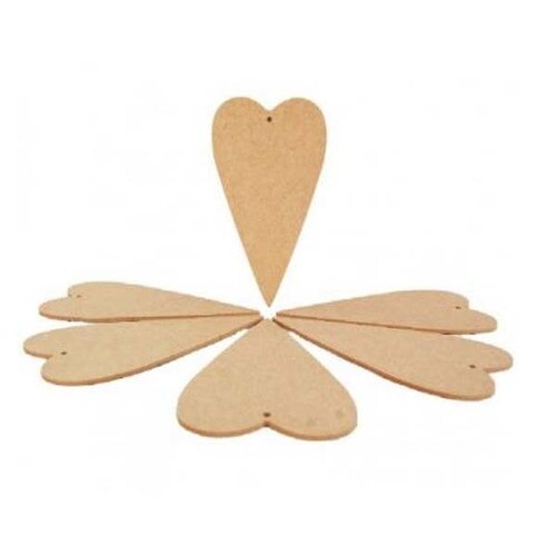 MDF Heart Ornaments - 100mm x 180mm x 3mm (Pack of 6)